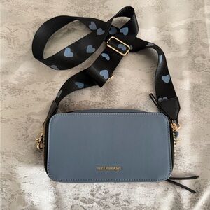 Like Dreams Blue And Black 
Crossbody Bag with Heart Strap